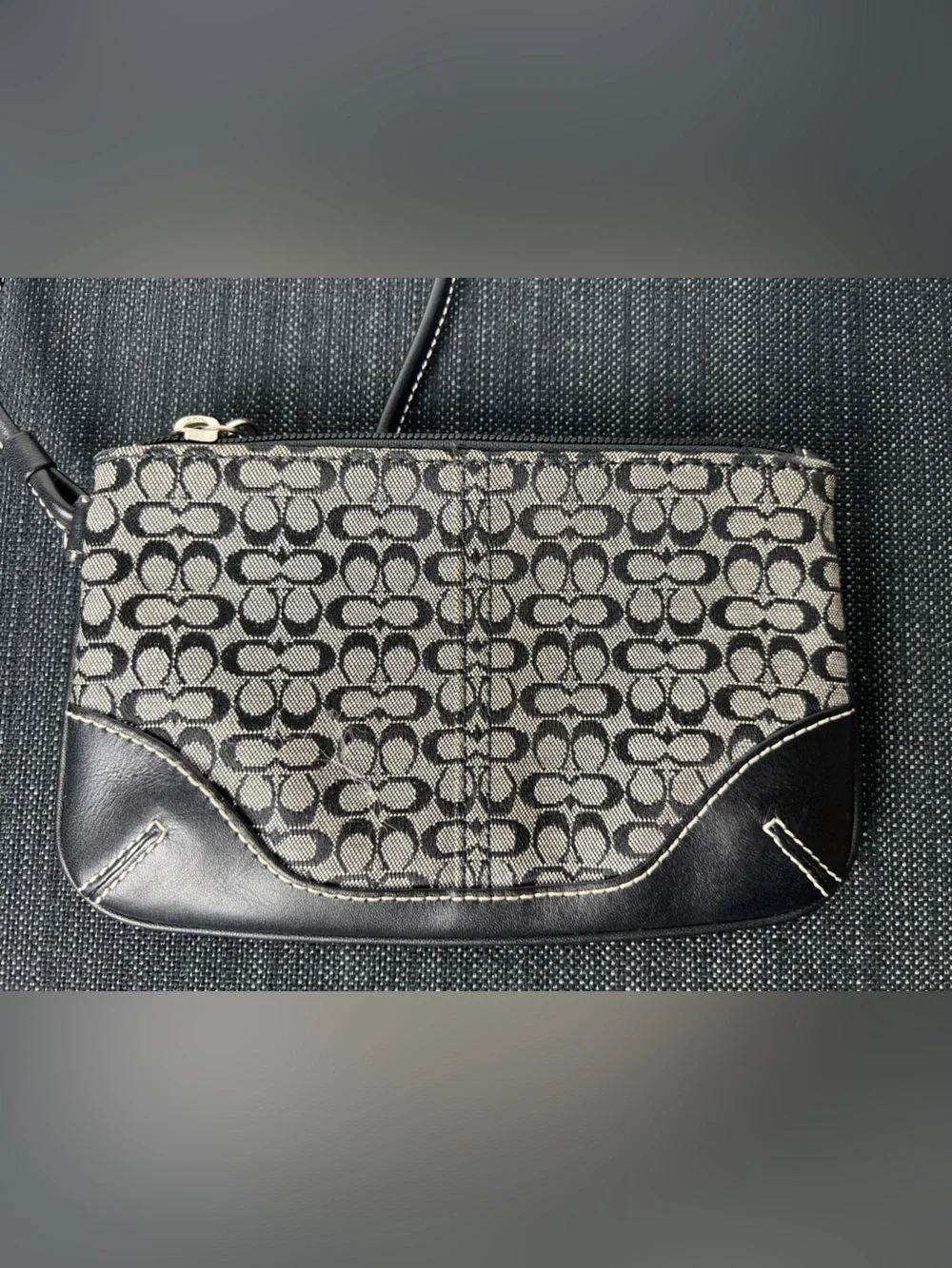 Coach Black and Gray Signature Canvas Wristlet- No Hang Tag